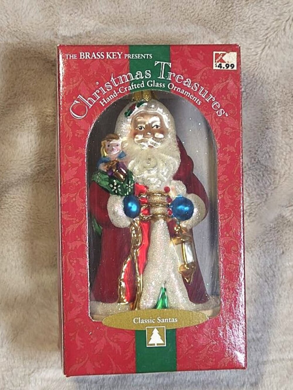 VTG Brass Key Christmas Treasures Classic Saint Nicholas Santa Ornament MIB